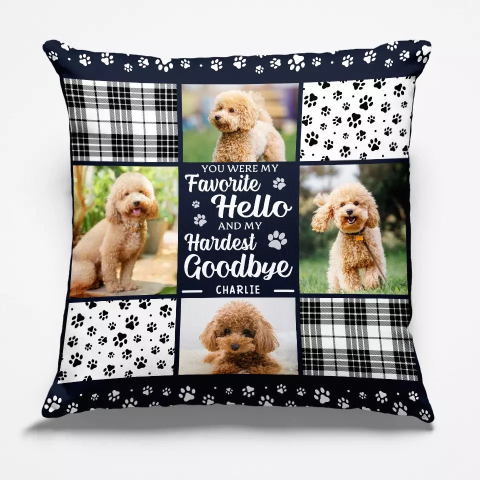 Amstols Custom Photo Pillow: "You Are Always My Favorite Hello" - Sympathy Gift for Pet Owners