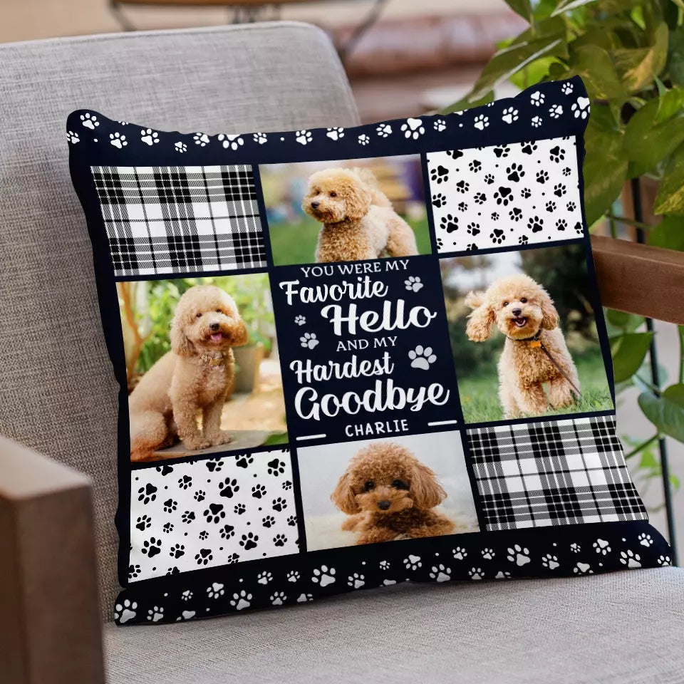 Amstols Custom Photo Pillow: "You Are Always My Favorite Hello" - Sympathy Gift for Pet Owners