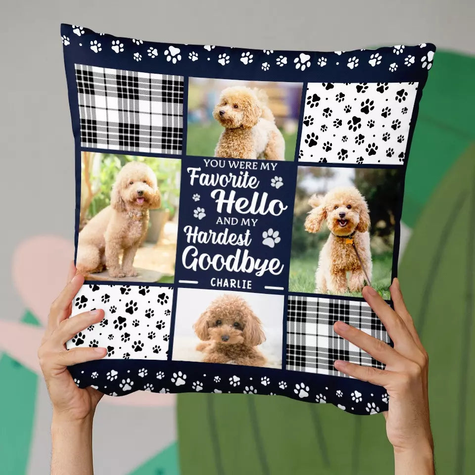 Amstols Custom Photo Pillow: "You Are Always My Favorite Hello" - Sympathy Gift for Pet Owners