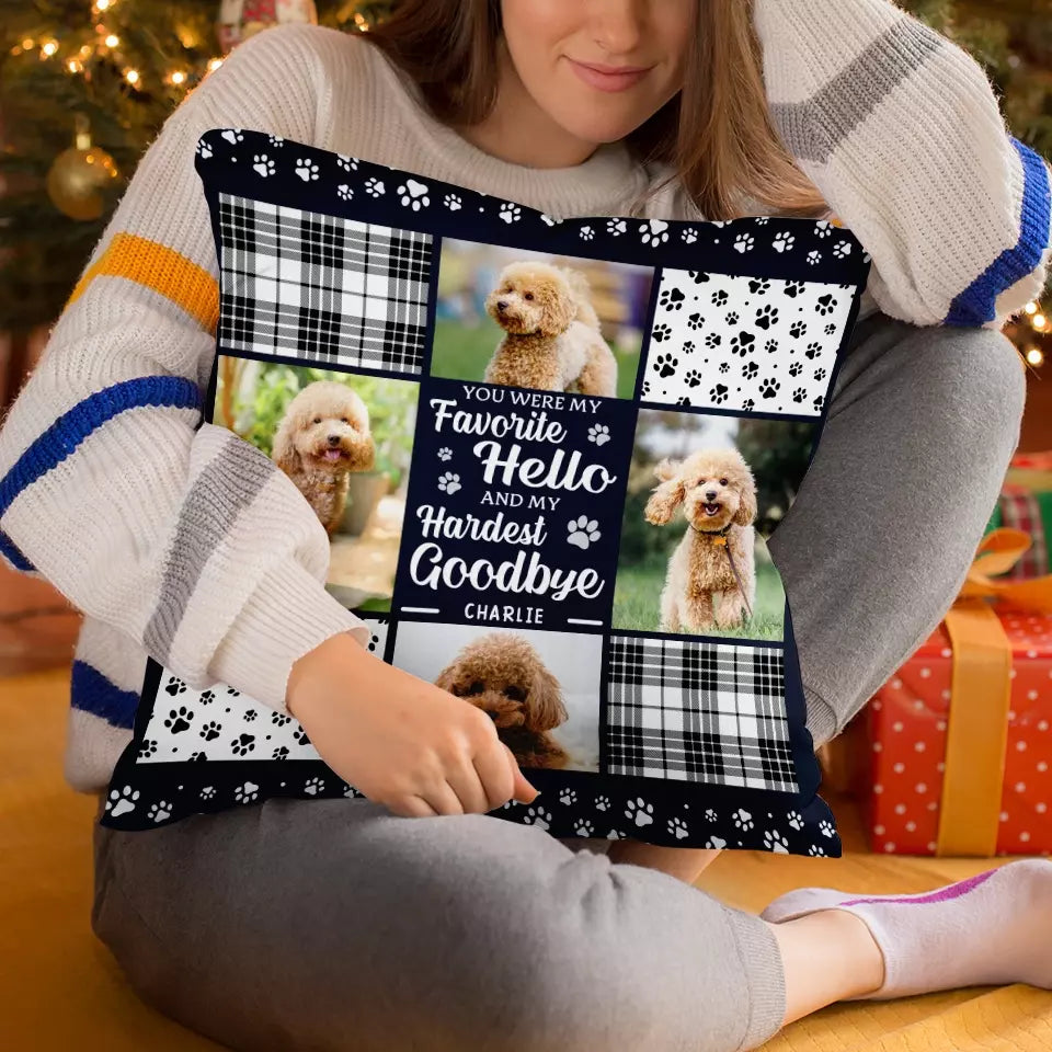 Amstols Custom Photo Pillow: "You Are Always My Favorite Hello" - Sympathy Gift for Pet Owners