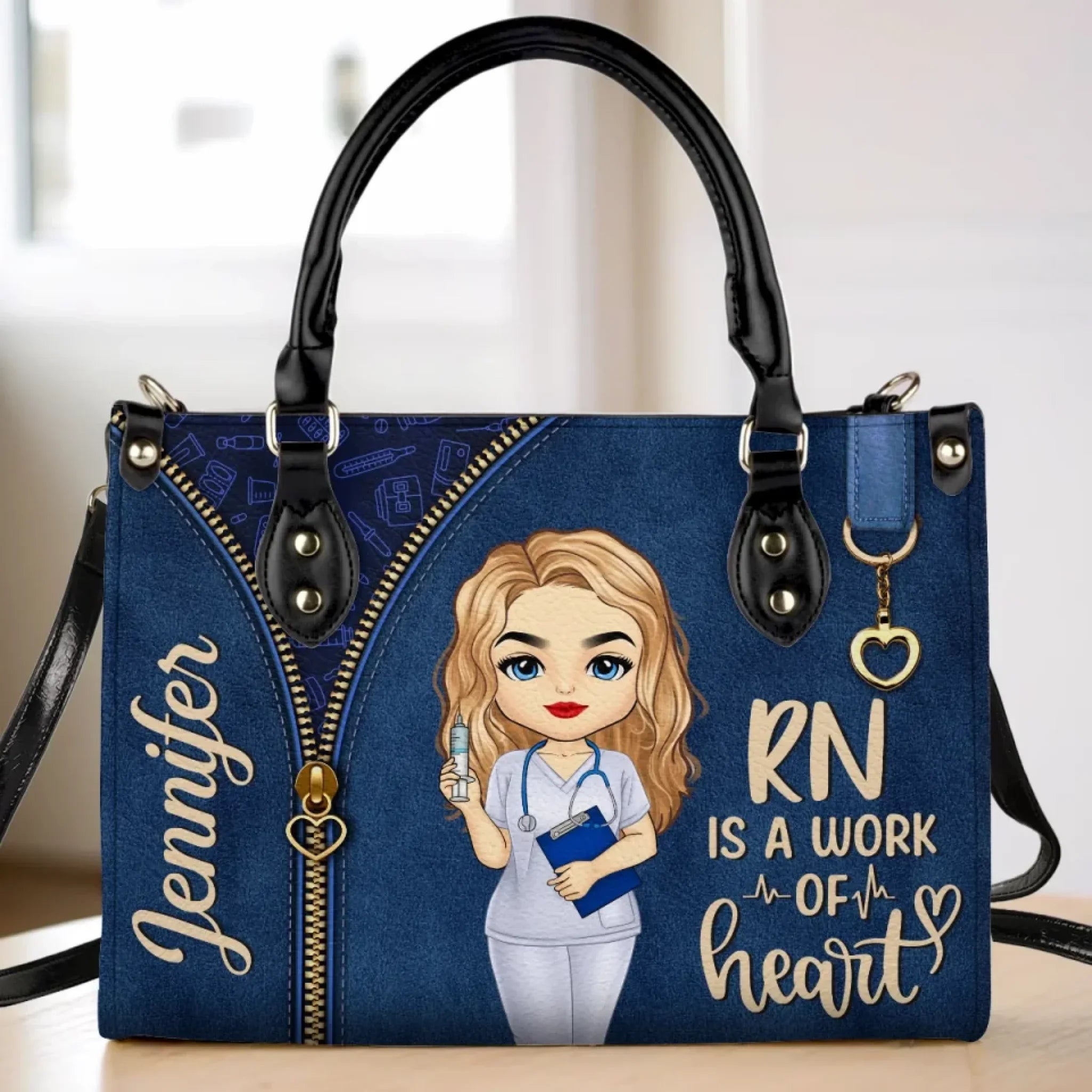 Amstols Nurses Are The Heartbeat Of Healthcare - Personalized Custom Leather Handbag - Appreciation, Thank You Gift, Nurse Life