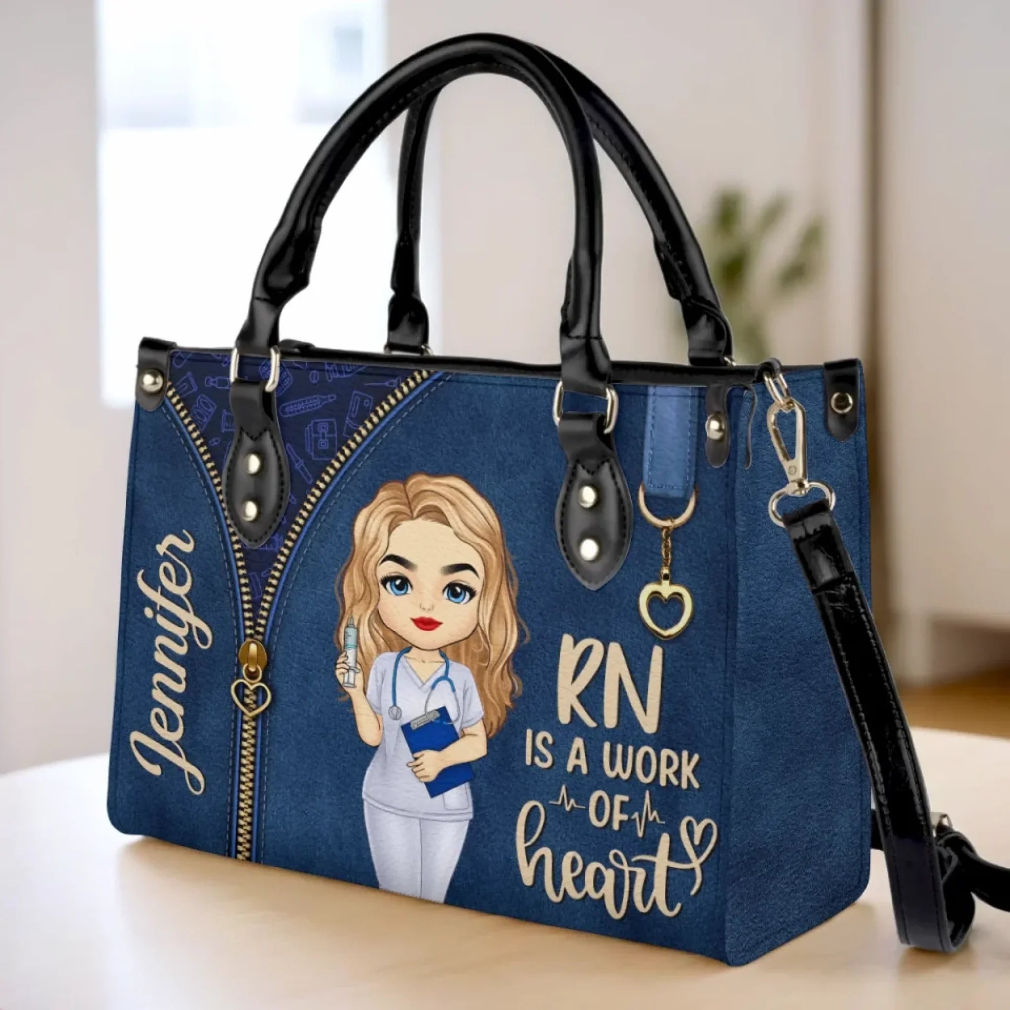 Amstols Nurses Are The Heartbeat Of Healthcare - Personalized Custom Leather Handbag - Appreciation, Thank You Gift, Nurse Life