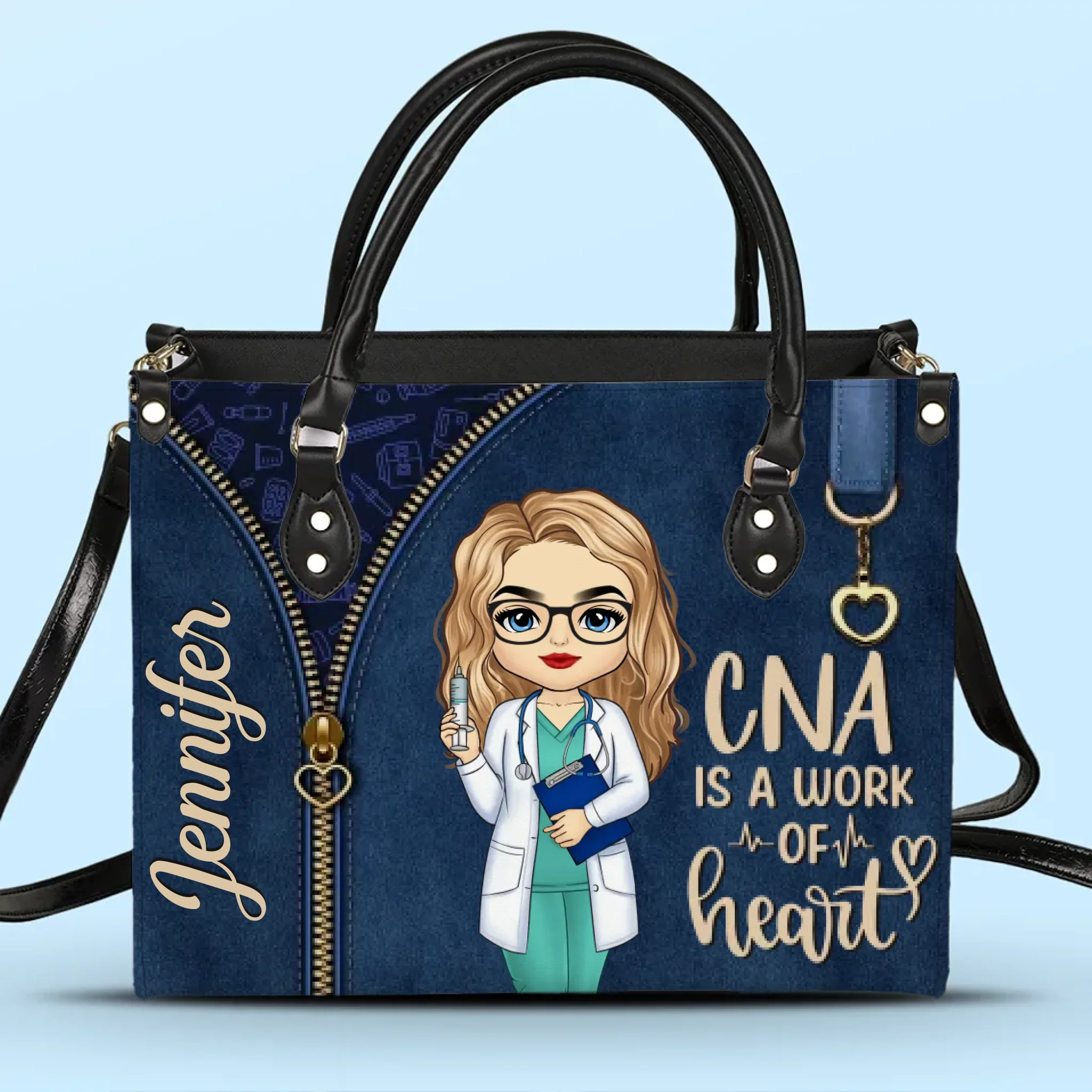 Amstols Nurses Are The Heartbeat Of Healthcare - Personalized Custom Leather Handbag - Appreciation, Thank You Gift, Nurse Life