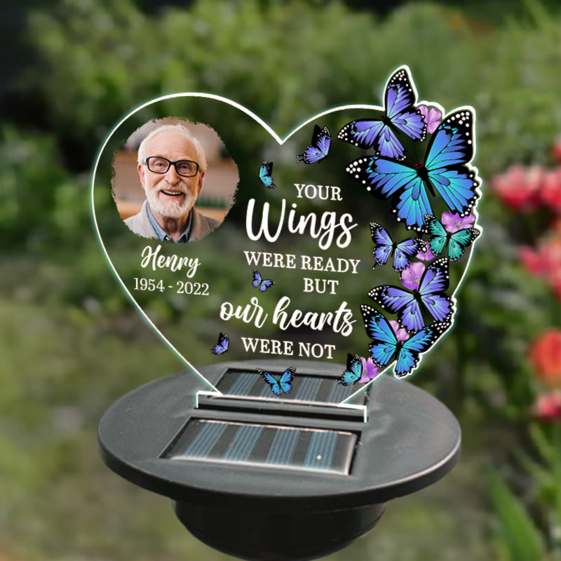 Amstols Custom Photo Your Wings Were Ready But Our Hearts Were Not - Memorial Personalized Custom Garden Solar Light - Sympathy Gift For Family Members