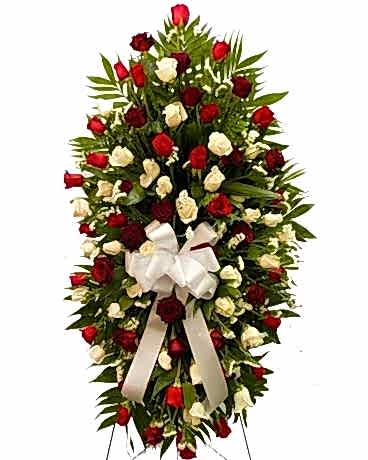 Red & White Rose Standing Spray